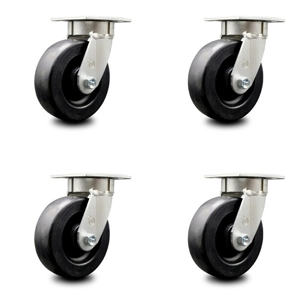 Service Caster 6 Inch Kingpinless Polyolefin Wheel Swivel Top Plate Caster SCC, 4PK SCC-KP30S620-POR-4 - main